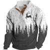 VPQILH Felpa Natale Uomo, Maglione Natalizio Uomo Albero Natale Renne Motivo Felpe Natalizie, Sweatshirt con Bottoni Maglia di Tuta Pile Fodera Caldo Xmas Pullover Ugly Christmas Sweater Casual Larghe