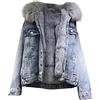 XUETON Giacca da donna senza cappuccio in denim, calda invernale, con fodera in pile spessa, in pelliccia sintetica, con colletto, taglie forti, parka, giacca in jeans, taglia S-2XL, Nero , L