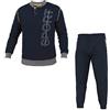 Navigare Pigiama Uomo Cotone Felpato 2 Colori Serafino Art.140829 (Navy - 50 / L)