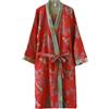 PRINCESS BRIDE Camicia da notte tradizionale Hanfu in cotone con doppia garza, lunghezza media, con stampa con cintura e cravatta, pigiama ampio, comodo camicia da notte per sudore, yukata sauna a vapore, kimono da