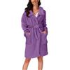 Generic Donna Autunno/Inverno Pigiama con Cappuccio Casa Peluche Accappatoio Termico Camicia Da Notte Signore Vestaglie Lungo Lunghezza Pile, Viola, S