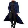 Generisch Bomber cappotto lungo trench doppio petto cappotti cintura giacca allentata uomo, Blu, L