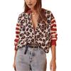 Goolecrimp Cardigan da Donna in Maglia Leopardata Moda Sciolto Casual retrò a Righe Maglione a Maniche Lunghe Classico Girocollo Colore Blocco Bottone Cardigan (Rosso,M)