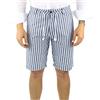 Ciabalù Bermuda Lino Uomo a Righe Blu e Bianche Shorts con Tasche America e Laccio in Vita (42, Numeric_42)