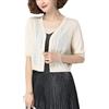 CuLtP Coprispalle Donna,Cardigan Estivo da Donna Aperto davanti, Tinta Unita, Manica 1/2, Cardigan Lavorato A Maglia da Donna, Leggero, Casual, Scialle, Elegante, Corto, Per Abito, Sera, Matrimonio, Beige X