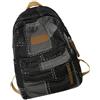 SEAYACK Zaino con toppe in denim di grande capacità, casual, per studenti, scuola, stile retrò, B, Nero
