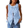 AKLOPVII Top peplo da donna con fiocco senza maniche Babydoll camicetta elegante estate trendy canotte casual carino, bianco, Medium