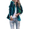 KUUFUUT Blazer Da Donna In Velluto Giacca Casual Da Lavoro Da Ufficio A Maniche Lunghe sfoderata con Tasche Classico Formale con Un Bottone Capospalla Da Lavoro Blu Reale Xl