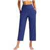 WZMYDBD Pantaloni 3/4 Donna Curvy Leggeri Pantalone Capri Cotone e Lino Bianchi Elasticizzati Pinocchietto Spiaggia Elastici in Vita Estivi Larghi Sportivi Traspiranti Pantaloni da Yoga a Gamba Dritta