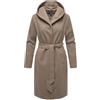MARIKOO Kailii 16 XS-3XL - Cappotto avvolgente lungo da donna, effetto lana, con cintura in vita e cappuccio, Tortora scuro, L
