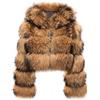 Puramala - Giacca invernale da donna con grande colletto in pelliccia sintetica - Bomber corto con cappuccio | Giacca alla moda per l'autunno e l'inverno, L