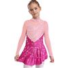 CHICTRY Vestito da Pattinaggio Artistico Bambina Paillettes Balletto Leotard Danza Classica Body Ginnastica con Gonnellino Abito da Ballo Lirico Contemporaneo Arancione 13-14 Anni