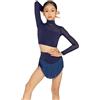 OZLCUA Abito da ballo latino blu a maniche lunghe con gonna a nappe e costume da samba for bambina(130cm)