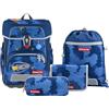 Step by Step Set di zaini per la scuola Cloud Reflect, 5 pezzi, ergonomici con riflettori, regolabili in altezza con cintura in vita per ragazzi a partire dalla prima classe, 19 l, Rocket Novo - Blu