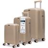 4FLY Set Trolley Da Viaggio Rigidi Leggeri 3 Pezzi (M/L/XL) - Set Valigie Con Serratura TSA, 4 Ruote Doppie Spinner E Manico Telescopico In Alluminio, Set Bagagli Con Cabina E Stiva