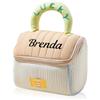 Jeweidea Beauty Case Personalizzata con Nome per Donna Ragazza Porta Trucchi in Pelle PU con Manico Appeso Grande Beauty Case da Viaggio Regalo per Donna Fidanzata Ragazza (Bianco sporco)