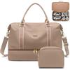 GOLF SUPAGS 46L Borsone da Viaggio Donna, Borsa Parto Ospedale Mamma, con Borsa da Toilette, Scomparto per Scarpe e Tasca Bagnata, Borsone da Palestra da Weekend per Sport Lavoro Viaggi (Champagne)