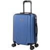 ITACA - Bagaglio A Mano Rigido Leggero Bagaglio A Mano 55X40X20 con 4 Ruote Silenziose Trolley Cabina Estensibile Viaggio Aereo Ergonomico Durevole. Compatibile Ryanair, Blu Navy-Antracite