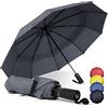 WLine Wind Ombrello Pieghevole Antivento da Pioggia con 10 Aste Rinforzate e Tela Idrorepellente 210T - Ombrello Portatile Resistente Apri e Chiudi Automatico, Diametro 104cm (Grigio senza Custodia)