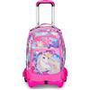 Seven SJ Gang Trolley Scuola Jack 3 Ruote, Rosa, Unibraid, 3 in 1, Triplo Uso, Zaino Con Carrello Sganciabile, Tasca Porta Borraccia e Crossover System, Zaino Scuola Viaggio, Bambina Ragazza