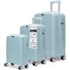 4FLY Set Trolley Da Viaggio Rigidi Leggeri 3 Pezzi (M/L/XL) - Set Valigie Con Serratura TSA, 4 Ruote Doppie Spinner E Manico Telescopico In Alluminio, Set Bagagli Con Cabina E Stiva