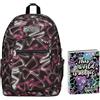 Seven Zaino Scuola Freethink, Nero Fucsia, Doppio Scomparto, Supporto USB, Tasca Porta PC, Medie e Superiori + Seven Diario 12 Mesi, Nero, Ragazza
