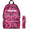 Invicta Zaino Scuola Americano Fantasy, Viola, Zaino Mono Scomparto Con Tasca Porta PC o Tablet, Zaino Superiori, Università e Viaggio, Ragazza Donna, Inserti Riflettenti + Invict