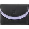 DUDU Portafoglio Donna Vera Pelle RFID con Portamonete, Portafogli Colorato a Doppia Patta Porta Carte di Credito Porta Banconote Black lavender