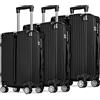 POSH Set Valigie 3 Pezzi Rigide in ABS - Bagaglio a mano, medio, grande - Trolley Leggeri con Ruote Gemelle Silenziose 360° - Set valige Resistenti con Serratura a Combinazione