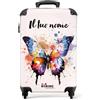 NoBoringSuitcases.com Valigia Trolley Bambina Personalizzabile, 55x40x20 cm (Farfalla - Multicolore)