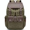 FANDARE Zaino in tela con coulisse per zaino funzionale da computer portatile 15,6 pollici per uomo e donna, viaggio, scuola, Daypack, Verde, L