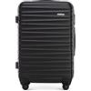 WITTCHEN Valigia Media Trolley Valigia Rigida in ABS Valigia Bagaglio Valigie con 4 Ruote Serratura a combinazione Maniglia telescopica Groove Line nero Ryanair/ITA Airways/easyJet