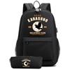 Huacaiyu Anime Haikyuu Zaino + Astuccio 2pcs Set Karasuno Cosplay Hinata Shoyo per Multifunzione Zaino da Viaggio Bookbag con serratura Daypack Borsa da Scuola Nero