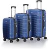 Juskys Set valigie rigide 3 pezzi - ABS - con ruote girevoli, lucchetto a codice e manico telescopico - trolley da viaggio - colore blu