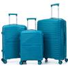 R.Leone Valigia da 1 Fino a Set 3 Bagaglio a mano 55x40x20 Ryanair, Medio, Grande Ultra Strong Antiurto Trolley leggero 8 ruote Polipropilene 6080 (Turchese, Set 3 Pezzi S M L)