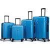 R.Leone Valigia da 1 Fino a Set 4 Trolley Rigido grande, medio, bagaglio a mano 55x40x23 cm Wizz, ITA Airways e bagaglio 45x36x20 cm EasyJet in ABS 9001 (Azzurro, Set 4 Pezzi XS S M L)