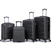R.Leone Valigia da 1 Fino a Set 4 Trolley Rigido grande, medio, bagaglio a mano 55x40x23 cm Wizz, ITA Airways e bagaglio 45x36x20 cm EasyJet in ABS 8001 (Grigio, Set 4 Pezzi XS S M L)