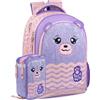 Clondo Schoolpack Julian Ross Teddy Bear Fluffy Peluche Zaino Scuola Elementare Con Astuccio 3 Scomparti Riempito Bambina, Regalo, Multizip