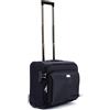 R.Leone Valigia bagaglio a mano 2 Ruote rinforzate Pilota Poliestere Stoffa adatto easyjet 45X36X20 (Nero)