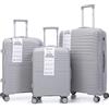 R.Leone Valigia da 1 Fino a Set 3 Bagaglio a mano 55x40x20 Ryanair, Medio, Grande Ultra Strong Antiurto Trolley leggero 8 ruote Polipropilene 6080 (Argento, Set 3 Pezzi S M L)