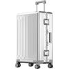 Aoun Valigia Trolley Cabina Bagaglio a Mano Rigido in Lega di Alluminio Magnesio, Bagaglio a Mano Rigido in Tutto Metallo con Ruote, Valigia da Stiva Rigida per Viaggio Business (Argento, 51CM-48L)
