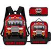 ASD Jewerly 3Pcs Set personalizzato ingegneria veicoli a tema zaino borsa regalo, nome personalizzato costruzione veicoli a tema escavatore camion stampa zaino casual laptop daypack borsa (style18)