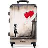 NoBoringSuitcases.com Maleta Mediana, Maleta Mediana 4 Ruedas, Maletas de viaje grandes 23 kilos, Cerradura TSA, Maleta Grande, Maleta de Viaje (67 cm - 72 L), (Globo de corazones, rojo)