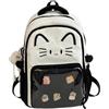 Dujuanus Kawaii Cat Ita Bag, Zaino con simpatico gatto Kawaii Ita con display a spillo, per ragazze e donne, Y2K, zaino in nylon con ciondolo in peluche e 5 distintivi (Black)