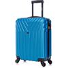 R.Leone Valigia 55x40x23 cm Trolley Bagaglio a Mano 4 Ruota in ABS Wizz, ITA Airways,EasyJet 9002 (Azzurro, S Bagaglio a mano)