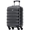 Flight Knight ABS Trolley Bagaglio A Mano 55x35x20cm Compatibile Con Alitalia, easyJet, RyanAir, KLM E Tanti Altri! Valigia Leggera Bagaglio A Mano 4 Rotelle.