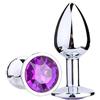 CASA E BENESSERE My Pluggy Set Anale Plug Anali con Diamante Cristallo con case,Metallo Jeweled Butt Acciaio Inox,Dilatatore Stimolatore Prostata Sex Toy Coppia viola (KIT 2 PZ M/L)