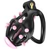 Hdynasty Gabbia Fissa da Uomo Rosa con Punte morbide in Silicone Leggera e Facile da trasportare 100g-110g con 5 Anelli ad Arco Fisso (Punte morbide Rosa) (Nero, D5)