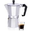 alpina Moka Tazze Caffe - 270 ML - Coffee Maker - ⌀10 x 19 CM - 320 GR - Caffettiera Turca senza Elettricità - Caffettiera con Beccuccio 1 Tazza alla Volta - Anche a Gas/Alogeno/Ceramica - Alluminio
