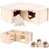 Vegena Casetta d'angolo per criceti, 3 casette in legno, criceti, casetta per criceti, criceti, casetta d'angolo, decorazione per gerbilli, Degus, topi spinosi, criceti nani (22,5 x 17,8 x 8 cm)